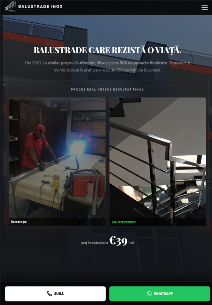 Balustrade inox — design tabletă