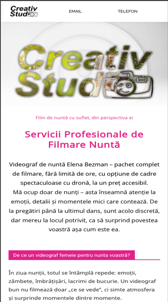 Filmări nunți — design mobil
