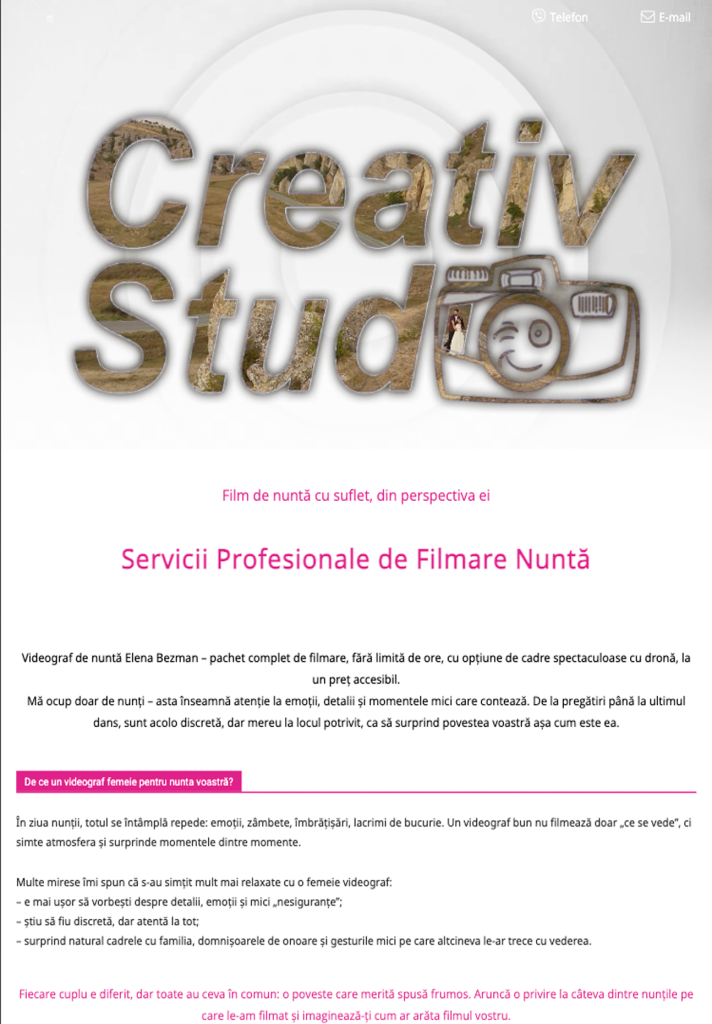 Filmări nunți — design tabletă