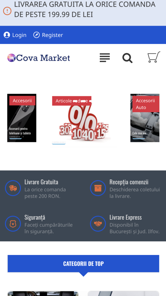 Cova Market — design mobil