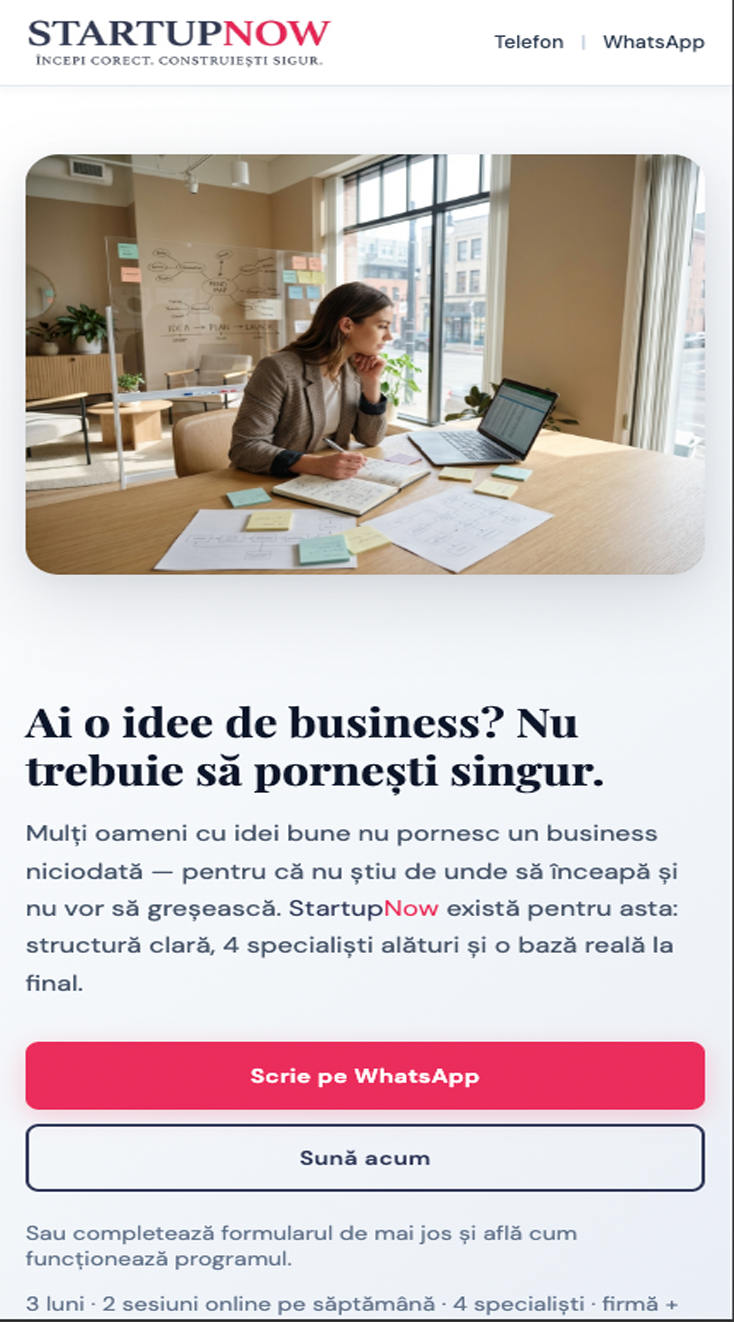 Startupnow - versiune mobilă