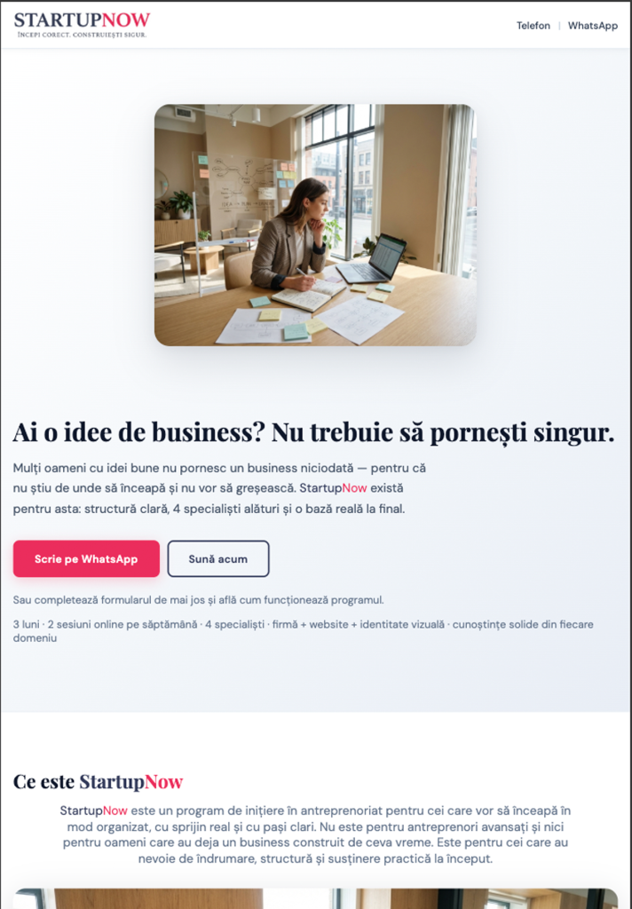 Startupnow — design tabletă